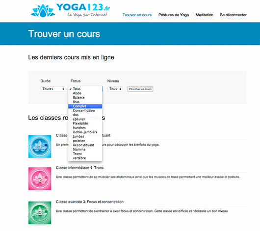 Yoga123 accès membre apercu